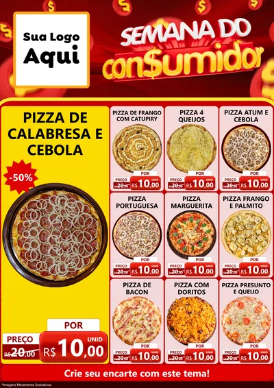 Modelo de Encarte para Encarte A4 Vertical com o tema Semana do Consumidor para Pizzaria