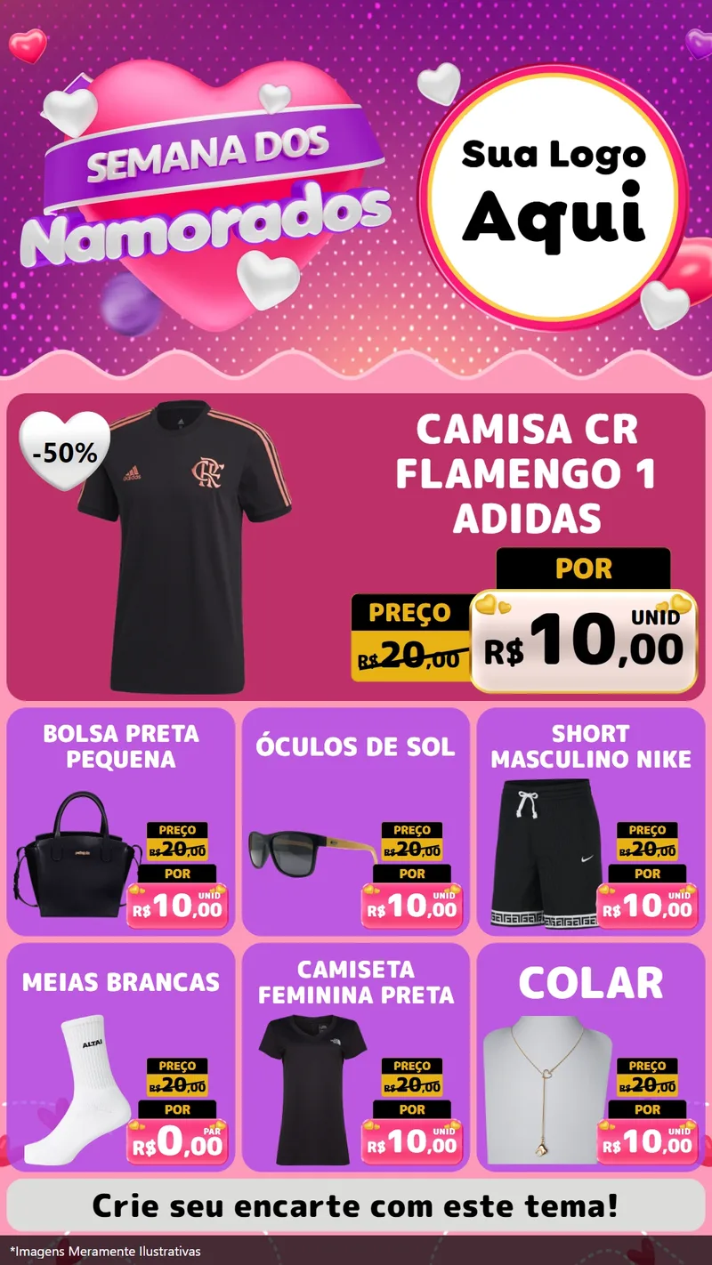 Modelo de Rede Social para Stories com o tema Semana dos Namorados para Roupas e acessórios