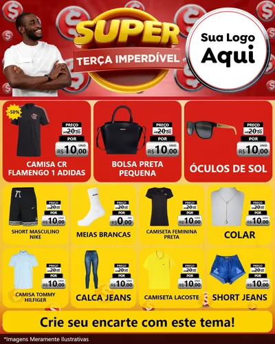 Modelo de Rede Social para Feed Instagram com o tema Super Terça Imperdível para Roupas e acessórios