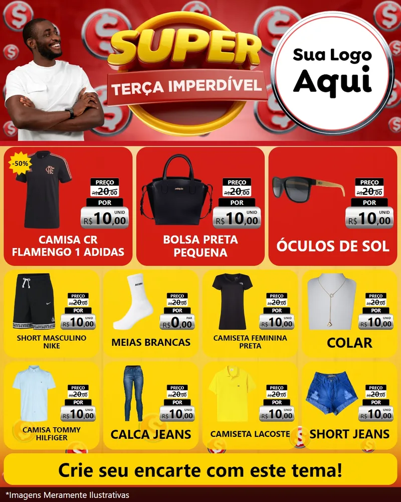 Modelo de Rede Social para Feed Instagram com o tema Super Terça Imperdível para Roupas e acessórios