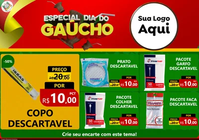 Modelo de Encarte para Encarte A4 Horizontal com o tema Especial Dia do Gaúcho para Embalagens