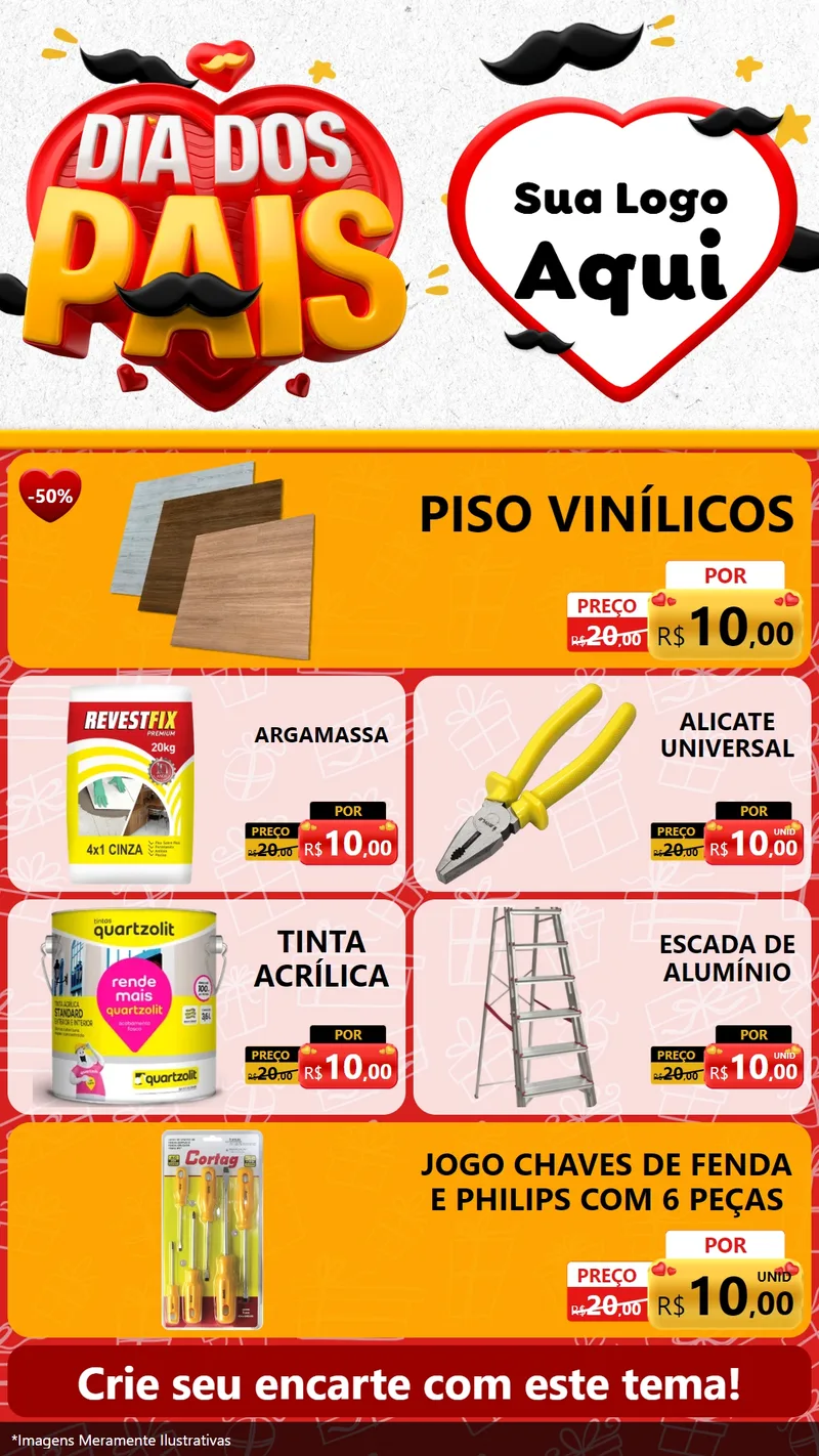 Modelo de TV para TV Vertical com o tema Dia dos Pais para Material para Construção