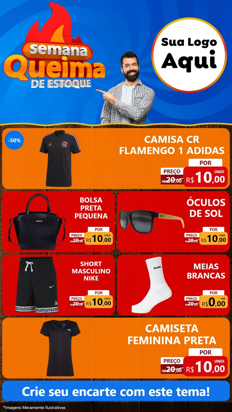 Modelo de TV para TV Vertical com o tema Semana Queima de Estoque para Roupas e acessórios