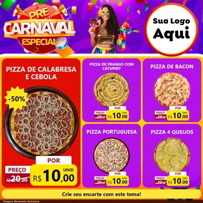 Modelo de Rede Social para Feed Facebook com o tema Pré-Carnaval Especial para Pizzaria