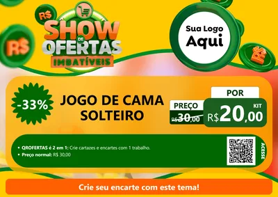 Modelo de Cartaz para Cartaz A4 Horizontal com o tema Show de Ofertas Imbatíveis para Cama, Mesa e Banho