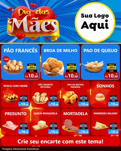 Modelo de Rede Social para Feed Instagram com o tema Dia das Mães para Padaria