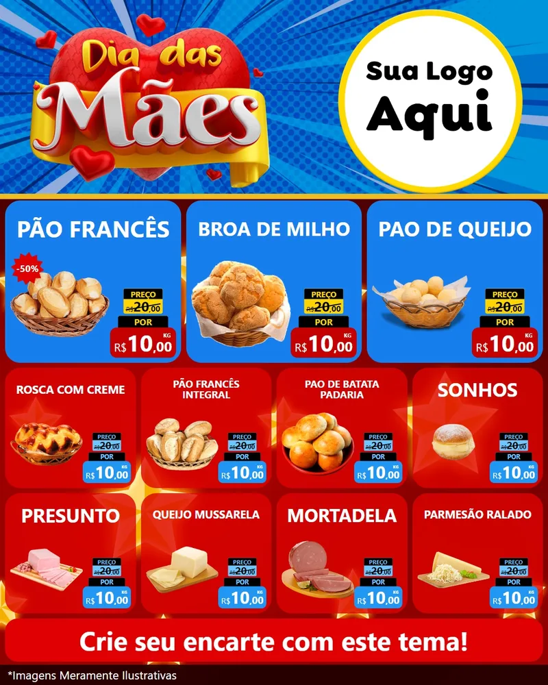 Modelo de Rede Social para Feed Instagram com o tema Dia das Mães para Padaria
