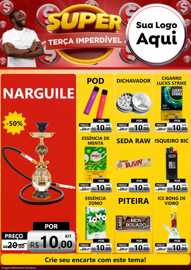 Modelo de Encarte para Encarte A4 Vertical com o tema Super Terça Imperdível para Tabacaria