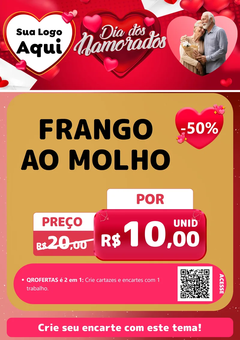 Modelo de Cartaz para Cartaz A4 Vertical com o tema Dia Dos Namorados para Restaurante