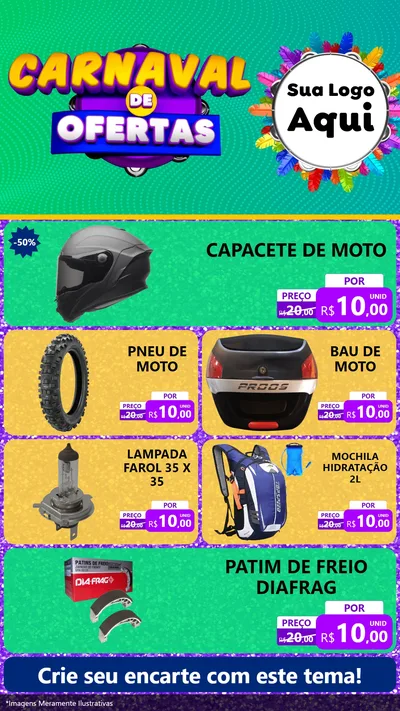 Modelo de TV para TV Vertical com o tema Carnaval de Ofertas para Moto peças