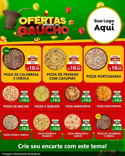 Modelo de Rede Social para Feed Instagram com o tema Ofertas Semana Do Gaúcho para Pizzaria