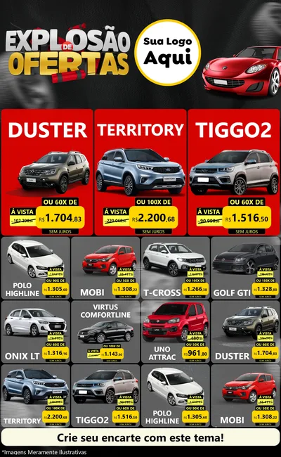 Modelo de Encarte para Encarte Grande com o tema Explosão de Ofertas para Concessionaria de Carros
