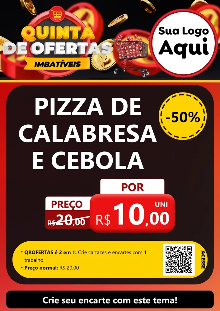 Modelo de Cartaz para Cartaz A4 Vertical com o tema Quinta de Ofertas Imbatíveis para Pizzaria