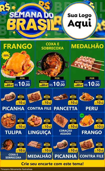 Modelo de Encarte para Encarte Grande com o tema Semana Do Brasil para Assados