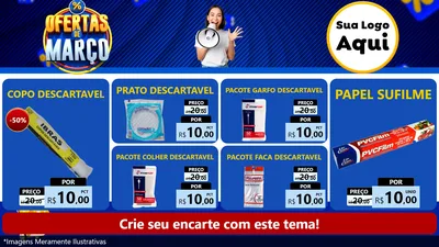 Modelo de TV para TV Horizontal com o tema Ofertas de Março para Embalagens