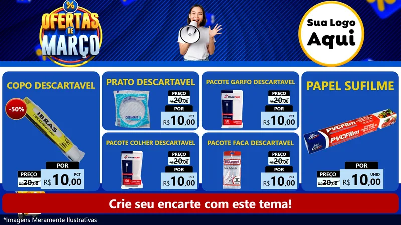 Modelo de TV para TV Horizontal com o tema Ofertas de Março para Embalagens