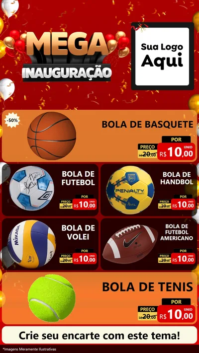 Modelo de TV para TV Vertical com o tema Mega Inauguração para Artigos Esportivos