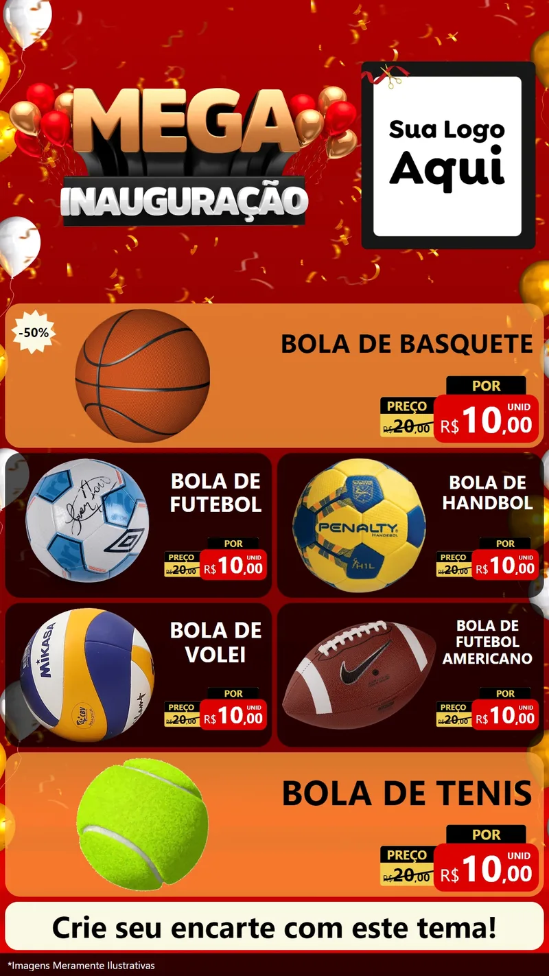 Modelo de TV para TV Vertical com o tema Mega Inauguração para Artigos Esportivos