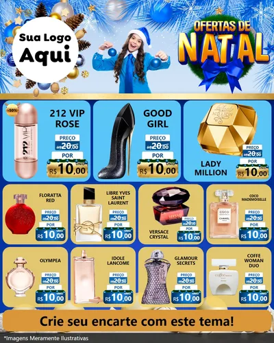 Modelo de Rede Social para Feed Instagram com o tema Ofertas de Natal para Perfumes
