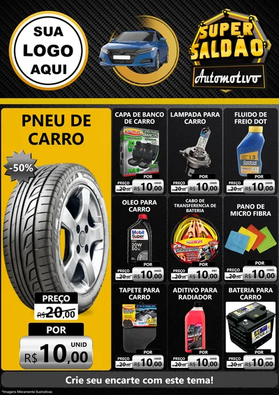Modelo de Encarte para Encarte A4 Vertical com o tema Super Saldão Automotivo para Auto peças