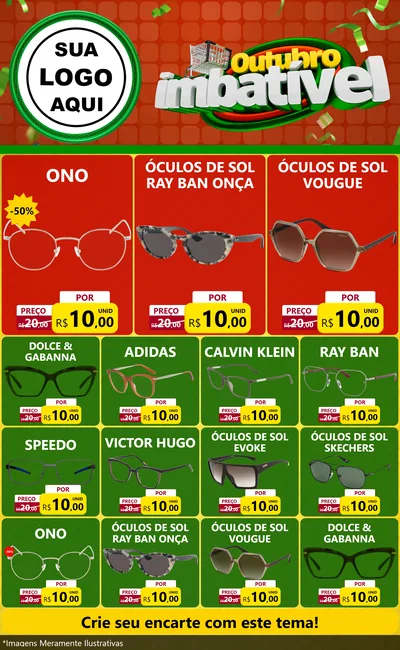 Modelo de Encarte para Encarte Grande com o tema Outubro Imbatível para Óticas