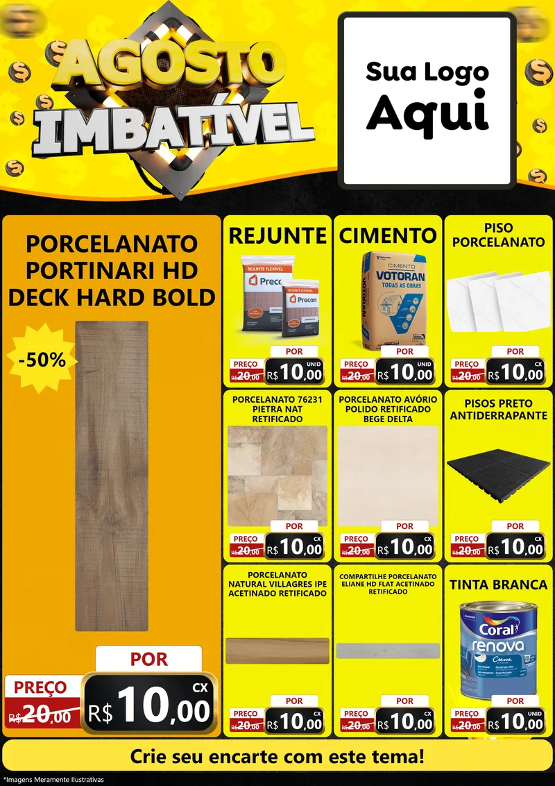 Modelo de Encarte para Encarte A4 Vertical com o tema Agosto Imbatível para Pisos e revestimentos