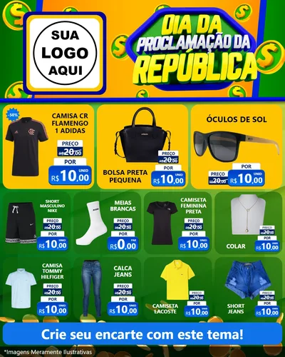Modelo de Rede Social para Feed Instagram com o tema Dia Da Proclamação da República para Roupas e acessórios