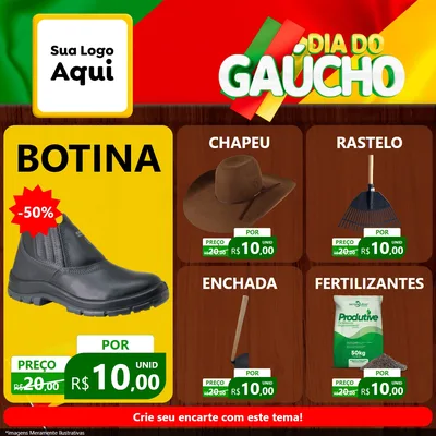 Modelo de Rede Social para Feed Facebook com o tema Dia do Gaúcho para Agropecuária