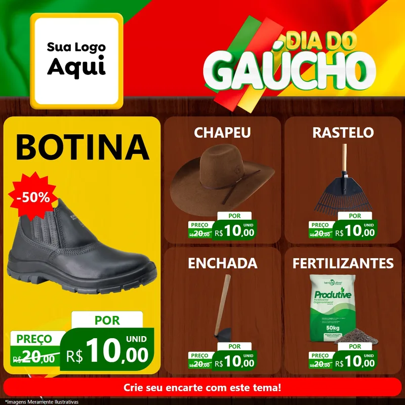 Modelo de Rede Social para Feed Facebook com o tema Dia do Gaúcho para Agropecuária