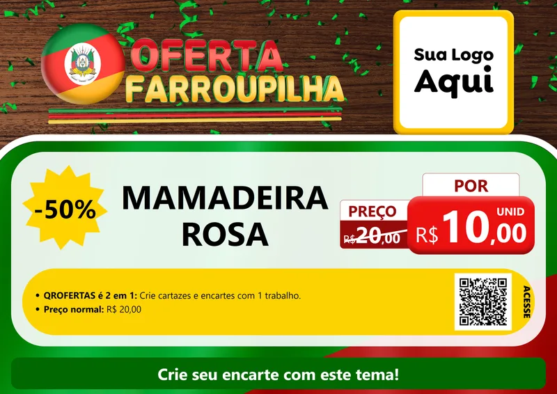 Modelo de Cartaz para Cartaz A4 Horizontal com o tema Oferta Farroupilha para Bebês