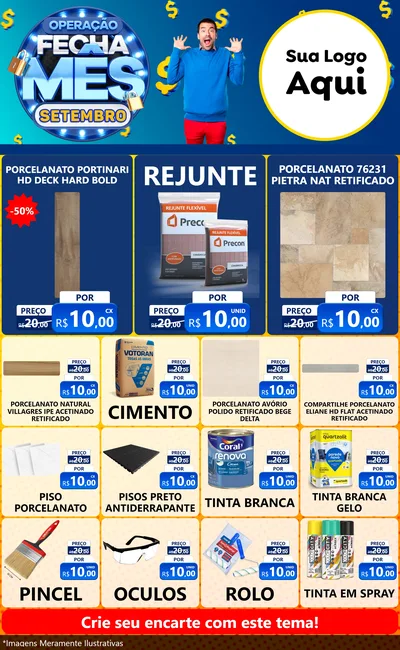 Modelo de Encarte para Encarte Grande com o tema Operação Fecha Mês Setembro para Pisos e revestimentos