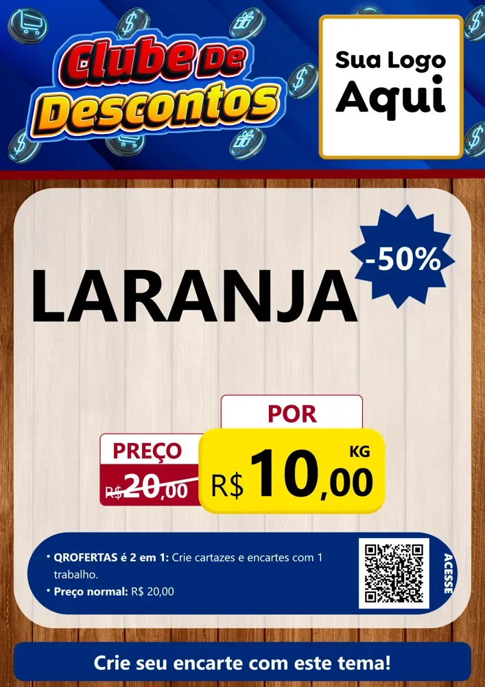 Modelo de Cartaz para Cartaz A4 Vertical com o tema Clube de Descontos para Hortifrúti