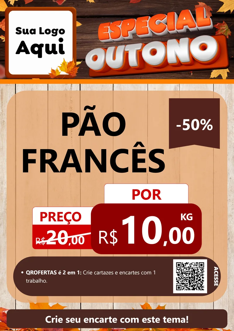 Modelo de Cartaz para Cartaz A4 Vertical com o tema Especial Outono para Padaria