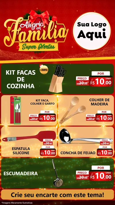 Modelo de TV para TV Vertical com o tema Alegria em Família Super Ofertas - Natal para Utilidades Domésticas