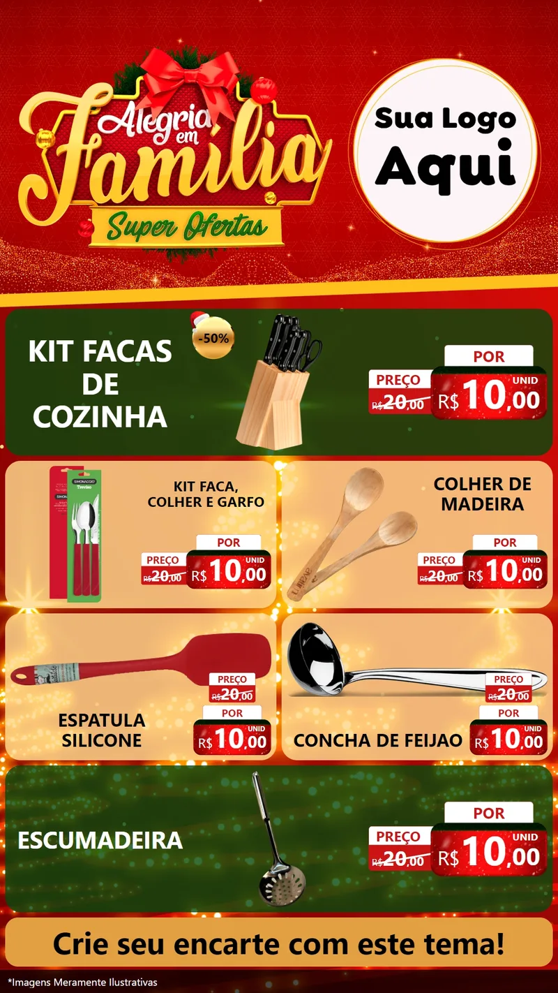 Modelo de TV para TV Vertical com o tema Alegria em Família Super Ofertas - Natal para Utilidades Domésticas