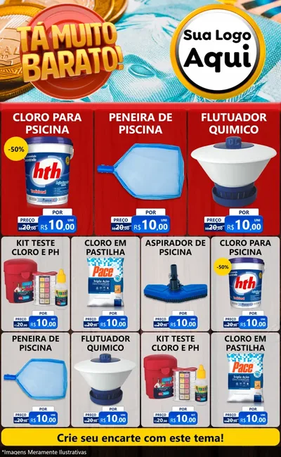 Modelo de Encarte para Encarte Grande com o tema Está Muito Barato para Produtos para Piscina