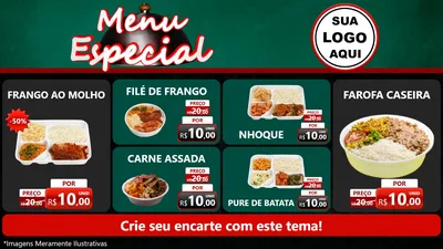 Modelo de TV para TV Horizontal com o tema Menu Especial para Restaurante