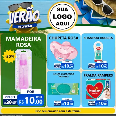 Modelo de Rede Social para Feed Facebook com o tema Verão de Ofertas para Bebês