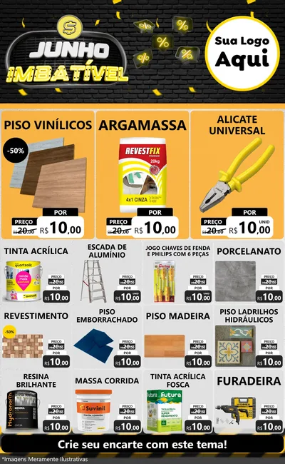 Modelo de Encarte para Encarte Grande com o tema Junho Imbatível para Material para Construção