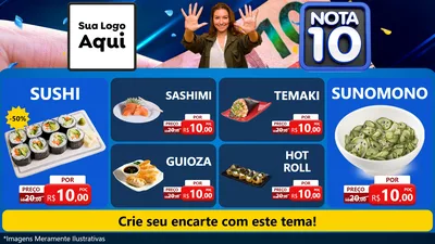 Modelo de TV para TV Horizontal com o tema Nota 10 para Comida japonesa