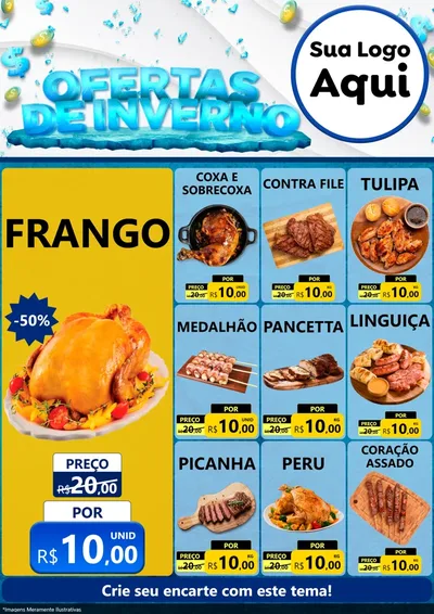 Modelo de Encarte para Encarte A4 Vertical com o tema Ofertas de Inverno para Assados
