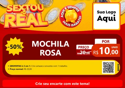 Modelo de Cartaz para Cartaz A4 Horizontal com o tema Sextou do Real para Papelaria