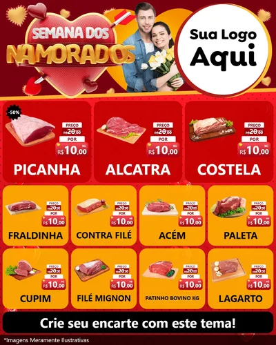 Modelo de Rede Social para Feed Instagram com o tema Semana dos Namorados para Açougue