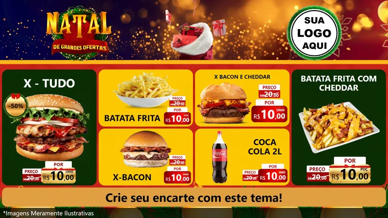 Modelo de TV para TV Horizontal com o tema Natal de Grandes Ofertas para Hamburgueria