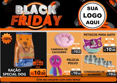 Modelo de Encarte para Encarte A4 Horizontal com o tema Black Friday para Pet Shop