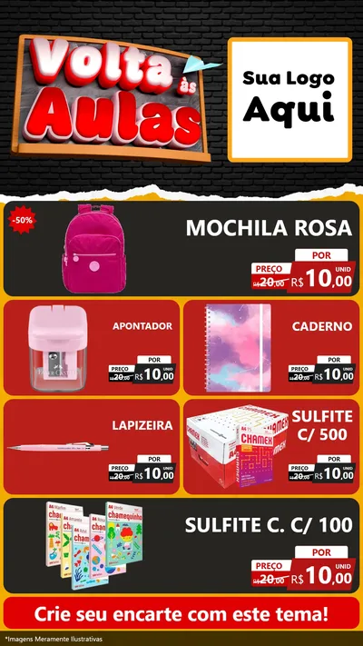 Modelo de TV para TV Vertical com o tema Volta Às Aulas para Papelaria