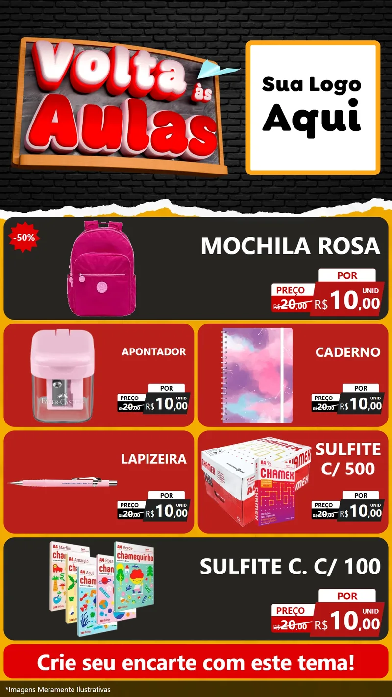 Modelo de TV para TV Vertical com o tema Volta Às Aulas para Papelaria