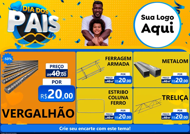 Modelo de Encarte para Encarte A4 Horizontal com o tema Dia dos Pais para Ferragens
