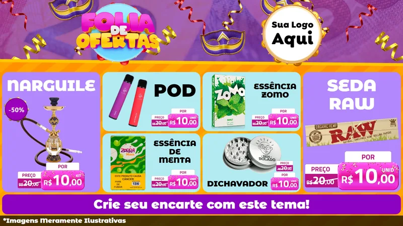 Modelo de TV para TV Horizontal com o tema Folia de Ofertas para Tabacaria