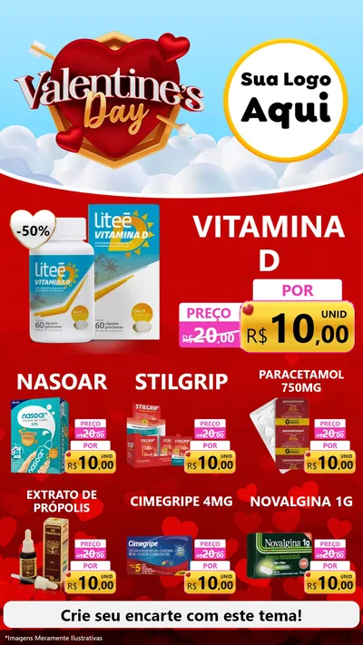Modelo de Rede Social para Stories com o tema Valentine's Day para Farmácia
